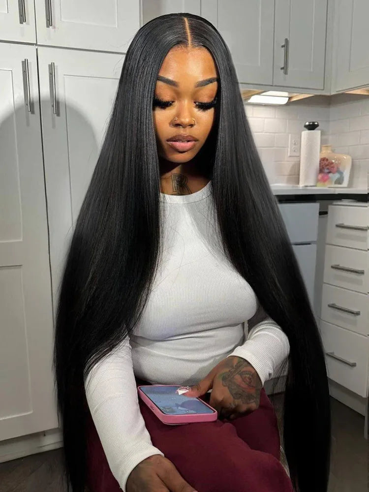 30 40 Inch Bone Straight 13x6 Hd Transparent Lace Front Human Hair Wig Black 13x4 Brazilian Human Hair Wigs Preplucked For Woman