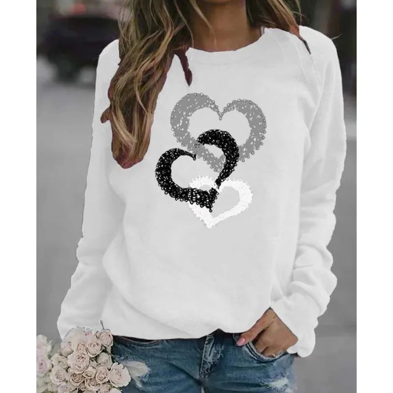 Europe and The United States Autumn and Winter Women's Casual Round Neck Santa Claus Printed Hoodie Clothes  Streetwear Women