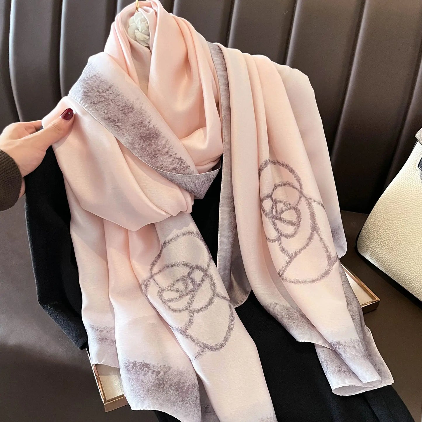 Luxury Brand Large Silk Soft Scarf Women Stylish Print Long Shawl Handkerchief Summer Elegant Travel Wrap Hot 90*180cm