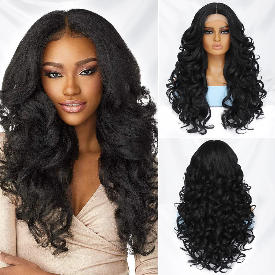 Black Brown Curly Wig Synthetic Lace Front Wigs For Women Blonde Orange Female Lace Wig 13X4.5X1 Cosplay Hair Daily Use