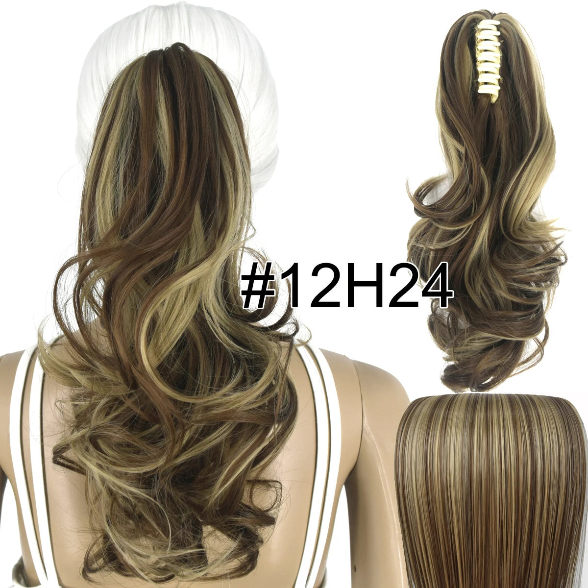 TOPREETY Synthetic Hair Heat Resistant Synthetic Hair Fiber 90gr Wavy Claw Clip in/on Ponytail Extensions CP-222