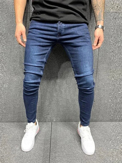 Mens Stretchy Ripped Skinny Embroidered Jeans Men's White Pants Destroyed Hole Slim Fit Denim High Quality Hip Hop Men trousers