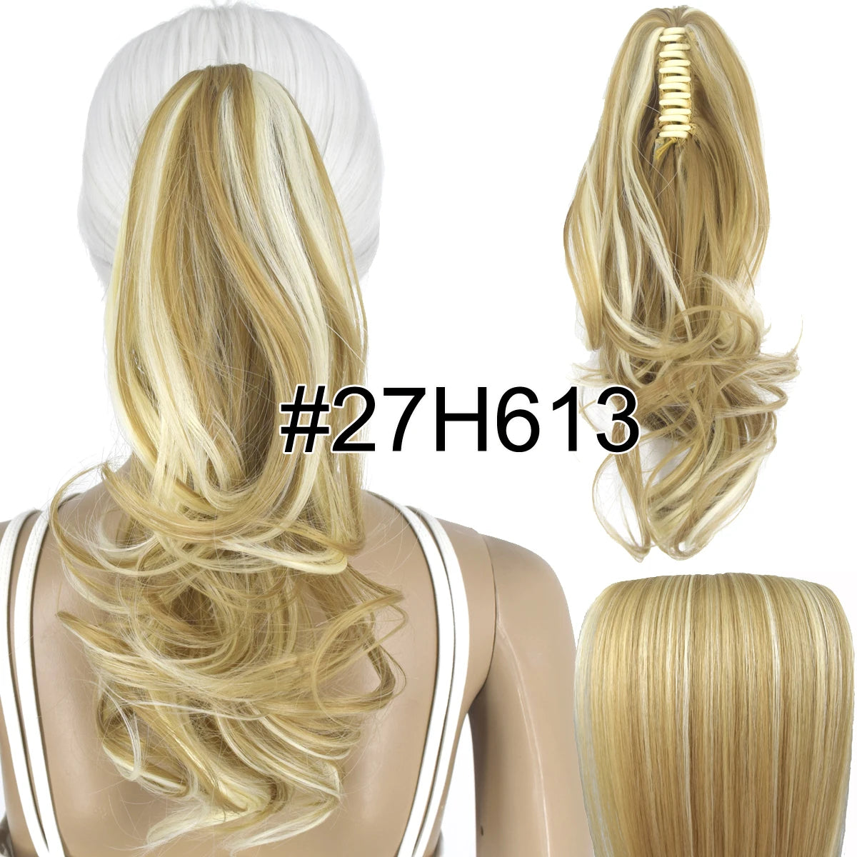 TOPREETY Synthetic Hair Heat Resistant Synthetic Hair Fiber 90gr Wavy Claw Clip in/on Ponytail Extensions CP-222