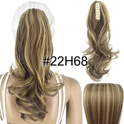 TOPREETY Synthetic Hair Heat Resistant Synthetic Hair Fiber 90gr Wavy Claw Clip in/on Ponytail Extensions CP-222