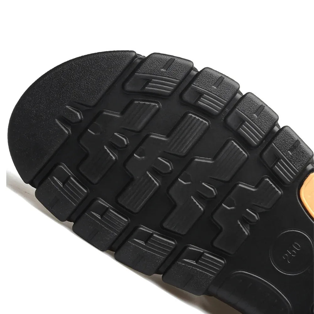 Sandals Men'S Beach Shoes Artificial Leather Slippers Outdoor Non-Slip Thick-Soled Leather Sandals for Mens Casual Shoes