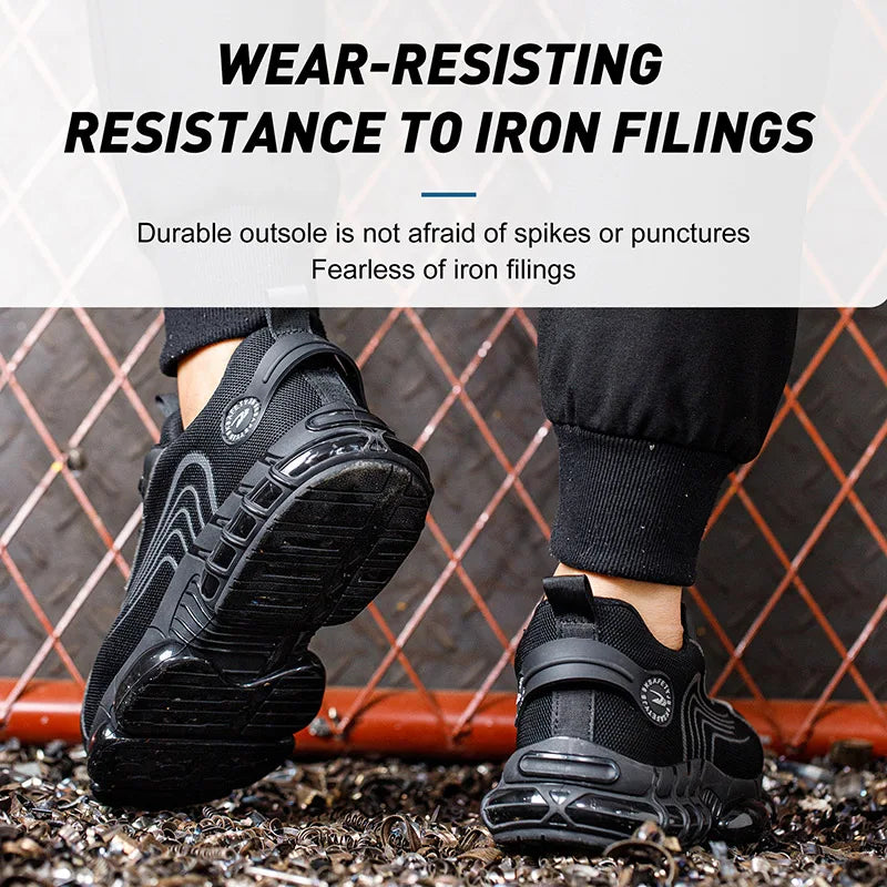 New Fashion Men Work Safety Shoes Sneakers Rotating Button Indestructible Puncture-Proof Protective Anti Shock Male Boots