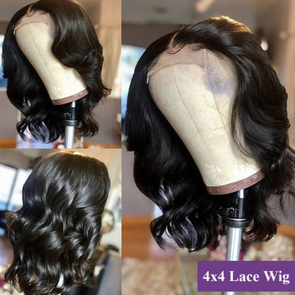 Loose Wave 4x4 Lace Closure Bob Wig Pre Plucked 180 Density Body Wave Short Bob Human Hair Wigs 4x4 Lace Frontal Closure Wig