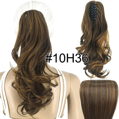 TOPREETY Synthetic Hair Heat Resistant Synthetic Hair Fiber 90gr Wavy Claw Clip in/on Ponytail Extensions CP-222