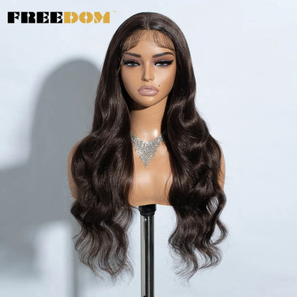 FREEDOM Synthetic Lace Front Wigs For Women  26“ Highlight Honey Brown Body Wave Wig Ombre Blonde Lace Wig Synthetic Cosplay Wig