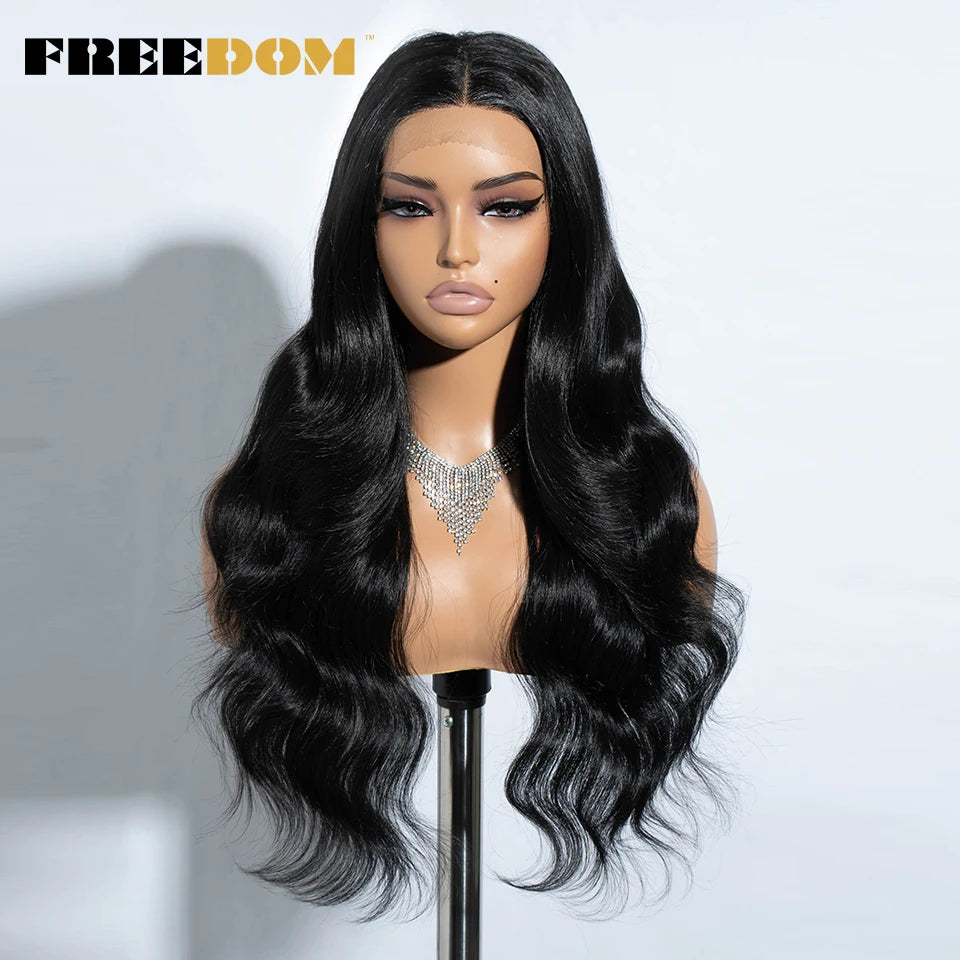 FREEDOM Synthetic Lace Front Wigs For Women  26“ Highlight Honey Brown Body Wave Wig Ombre Blonde Lace Wig Synthetic Cosplay Wig