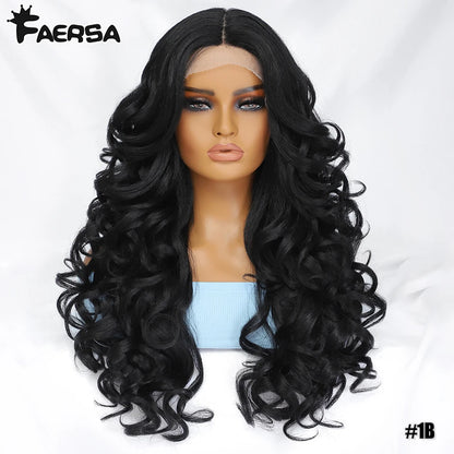 Black Brown Curly Wig Synthetic Lace Front Wigs For Women Blonde Orange Female Lace Wig 13X4.5X1 Cosplay Hair Daily Use