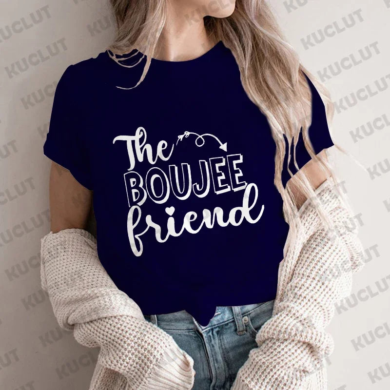 Funny Graphic Print T-shirt for Women Girls Weekend Party Tops Matching Bestie Drinking Ladies Best Friend Tees Female Clothing