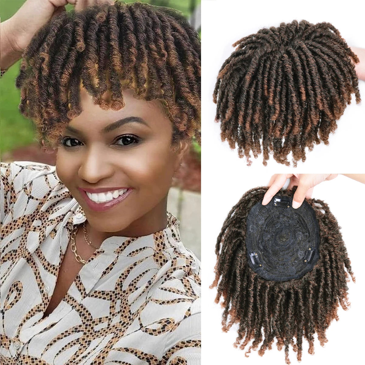 Short Crochet Wigs Synthetic Clips in Hair Toupee Extensions Afro Synthetic Braided Half Wig Dreadlock Hairpieces For Men Women