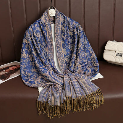 Luxury Brand Autumn Cashmere Pashmina Shawl Lady Wrap Warm Winter Scarves Design Print Female Foulard Cotton Stoles Scarf 2023