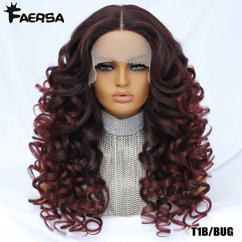 Black Brown Curly Wig Synthetic Lace Front Wigs For Women Blonde Orange Female Lace Wig 13X4.5X1 Cosplay Hair Daily Use