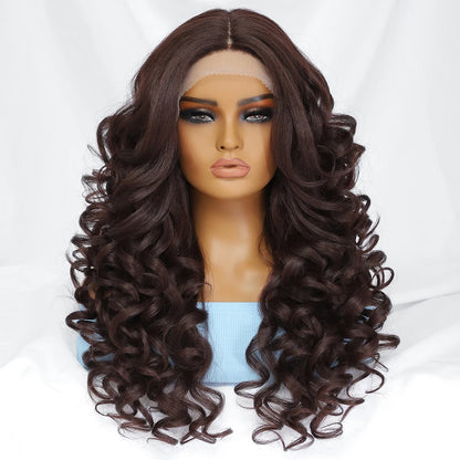 Black Brown Curly Wig Synthetic Lace Front Wigs For Women Blonde Orange Female Lace Wig 13X4.5X1 Cosplay Hair Daily Use