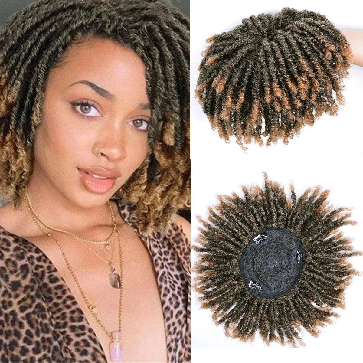 Short Crochet Wigs Synthetic Clips in Hair Toupee Extensions Afro Synthetic Braided Half Wig Dreadlock Hairpieces For Men Women