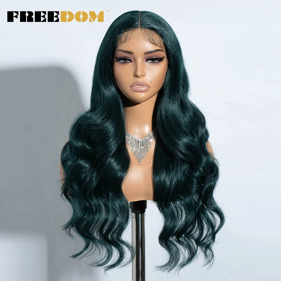 FREEDOM Synthetic Lace Front Wigs For Women  26“ Highlight Honey Brown Body Wave Wig Ombre Blonde Lace Wig Synthetic Cosplay Wig