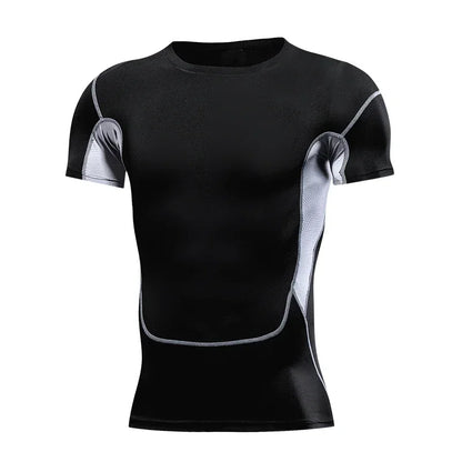 Mens Sport Top for Fitness T-shirt Bodybuilding Compression Shirt Gym Running Tight Rashguard Jogging Sweatshirt Dry Fit Clothes