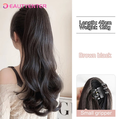 BEAUTYENTER Synthetic Long Curly Hair Band With Grab Clip Ponytail Wig Curly Hair False Ponytail Fluffy Hair Can Be Braided