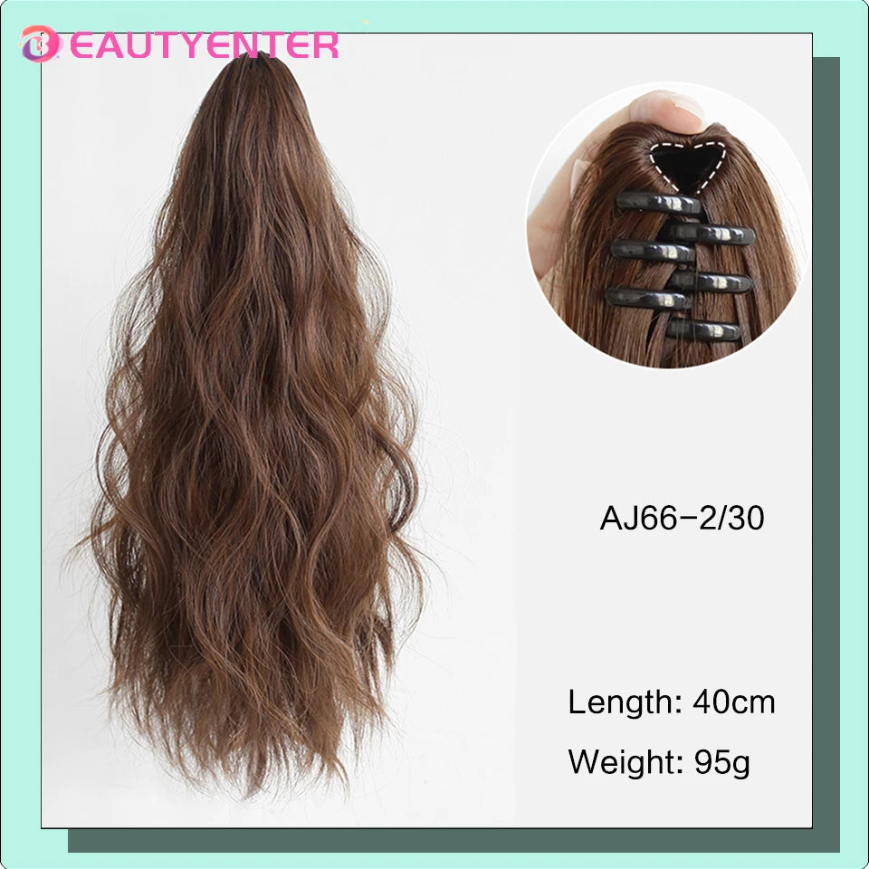 BEAUTYENTER Synthetic Long Curly Hair Band With Grab Clip Ponytail Wig Curly Hair False Ponytail Fluffy Hair Can Be Braided